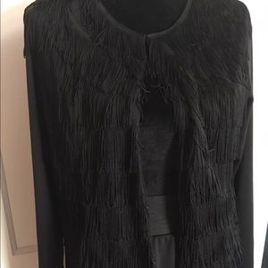 Gorgeous Fringe Front Black Top Jacket NWOT—CLEARANCE